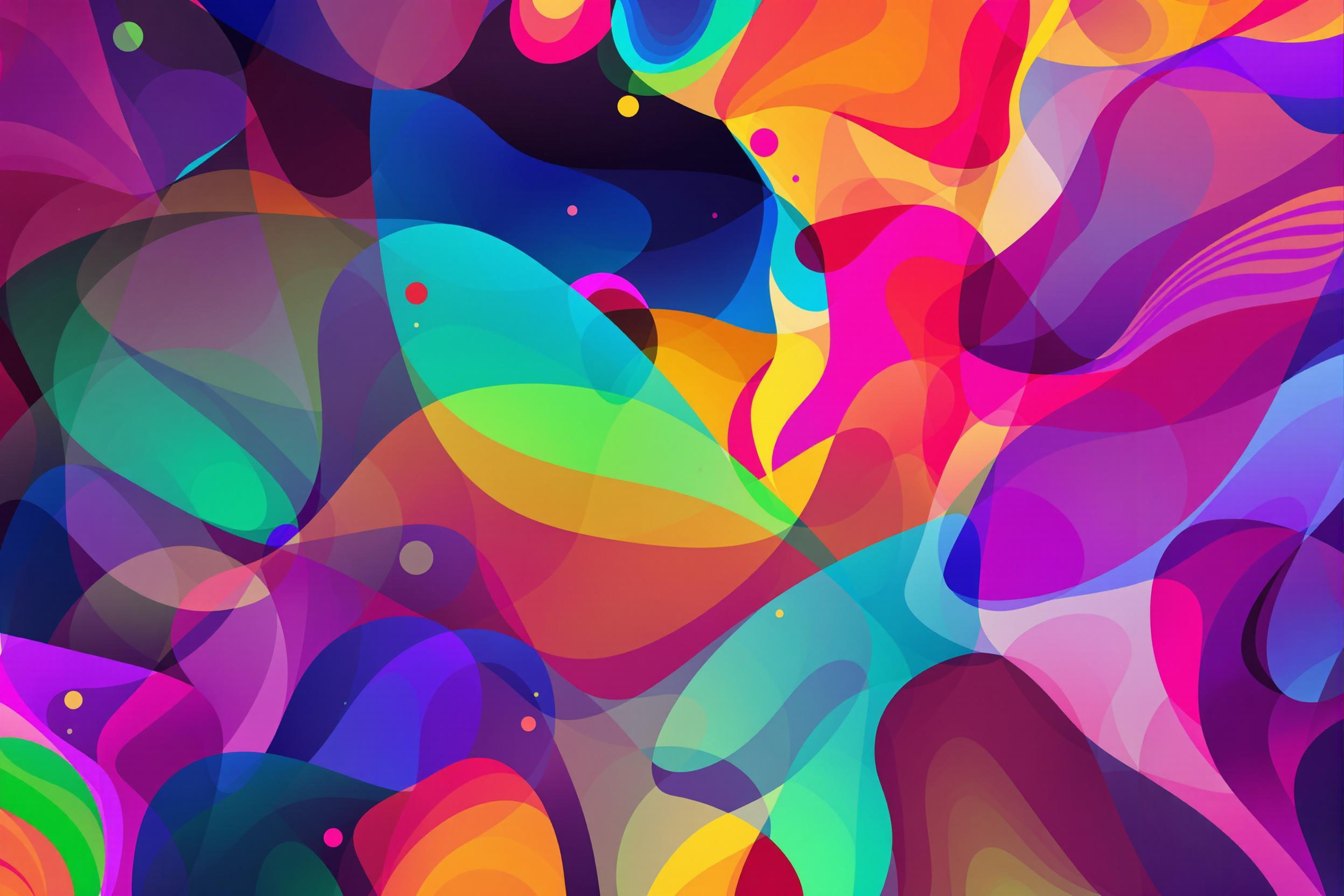 Explore a vibrant and dynamic abstract composition featuring a blend of colorful geometric shapes. The image captures the essence of experimental art with its bold colors and fluid forms, perfect for digital art enthusiasts and modern design projects. Ideal for wallpapers and innovative artwork.