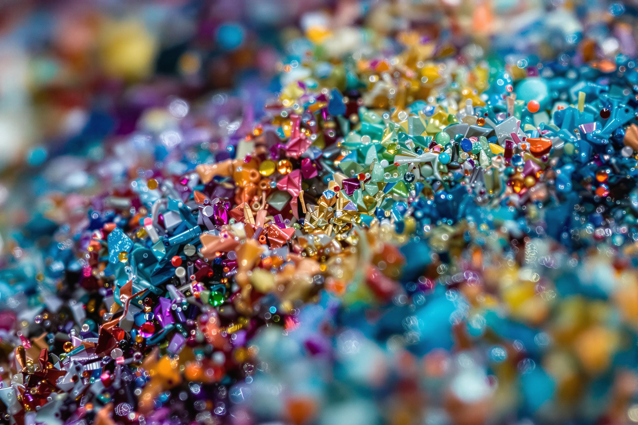 Striking macro image transforming ordinary household items into an abstract masterpiece. Extreme close-up reveals intricate textures and unexpected color harmonies, challenging perceptions and showcasing the beauty in the mundane.