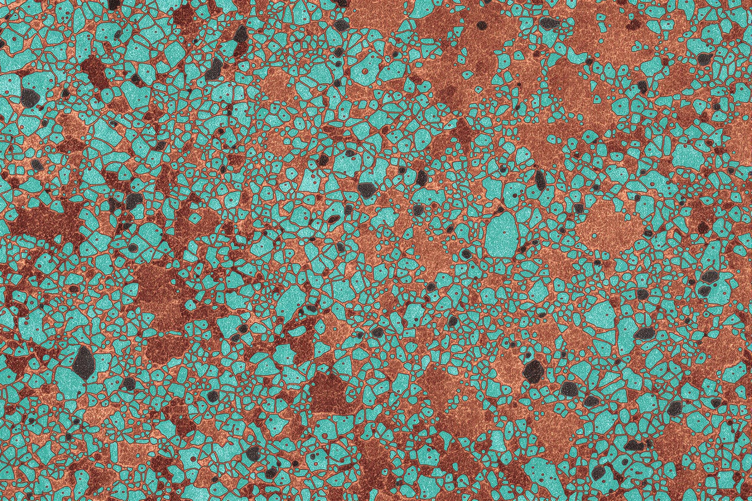 Discover the mesmerizing beauty of aged copper in this close-up photograph of a weathered copper surface. Intricate patterns of verdigris patina create an abstract masterpiece, showcasing nature's artistic touch on man-made materials.