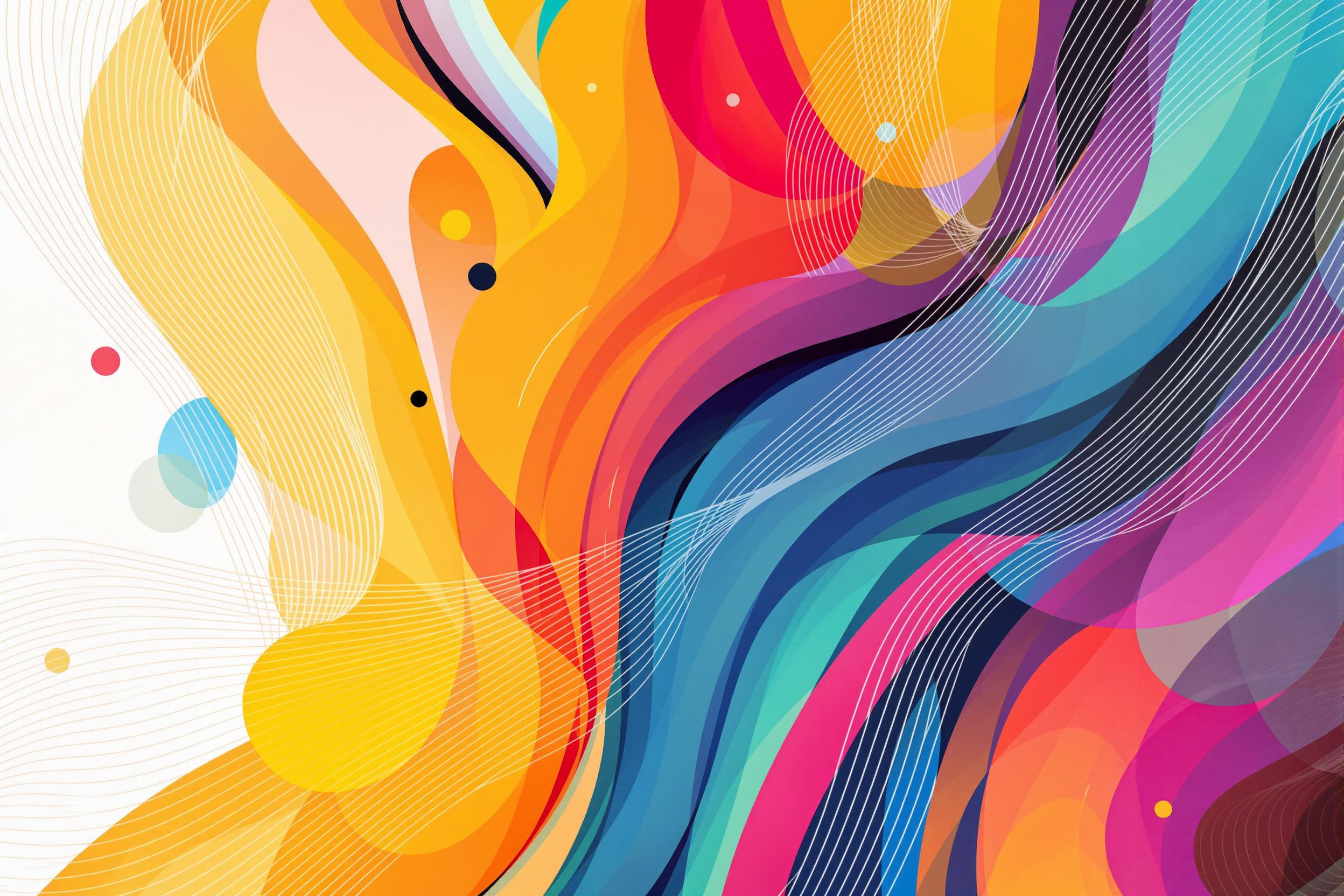 A stunning modern abstract vector art composition featuring vibrant colors and geometric shapes. The artwork showcases a harmonious blend of curves and lines, creating a sense of movement and depth. Ideal for corporate branding or creative projects, this piece captures attention with its dynamic design and clean aesthetics.